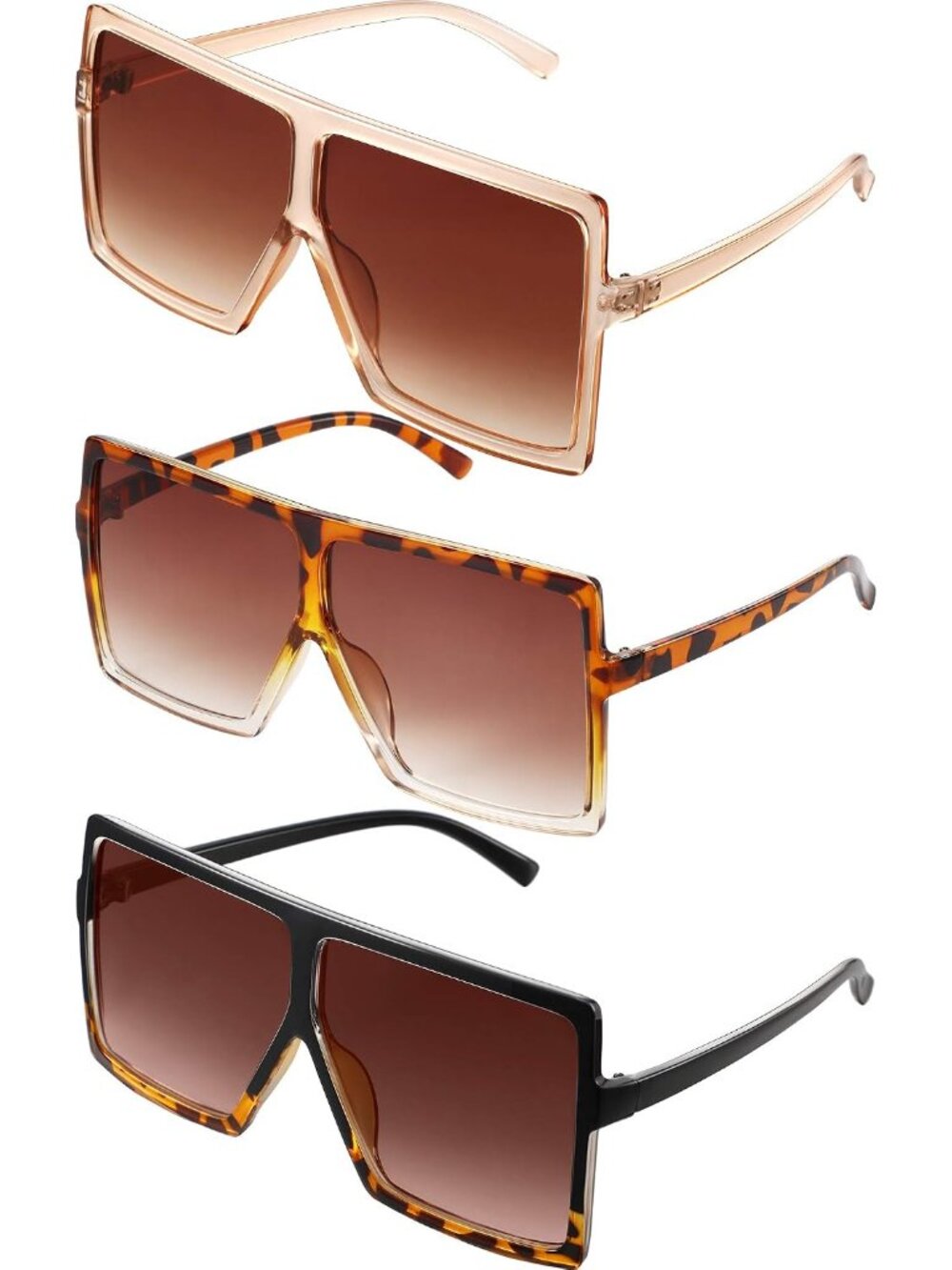 Lightweight Oversized Square Sunglasses with UV Protection - 3 Colors for Women